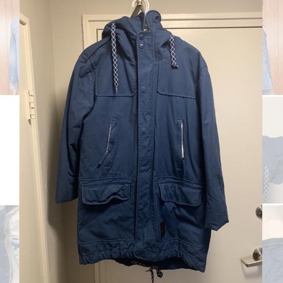 Adidas blue cotton coat parka M size - Picture 1 of 10